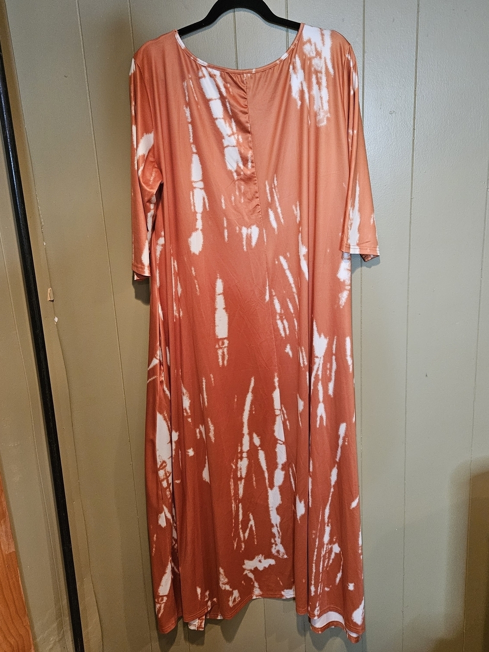 Plus Size 4X Coral Tie Dye Maxi Dress Flowy Boho Lounge Soft Stretch Casual Chic - Picture 2 of 4